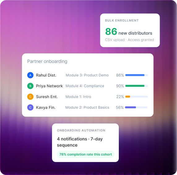 Bulk partner enrollment and onboarding automation dashboard