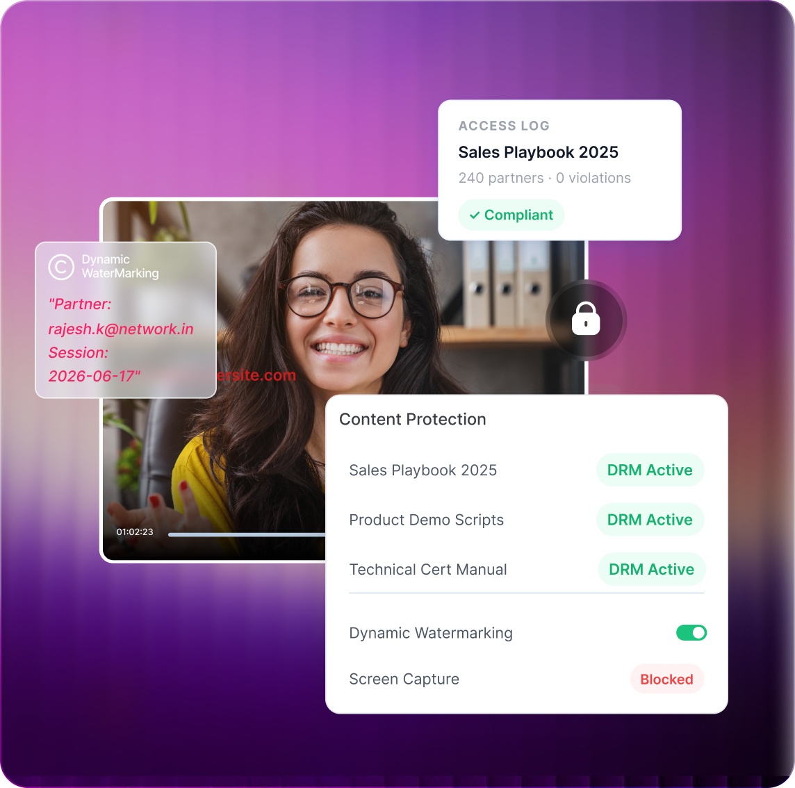 Content protection and DRM watermarking dashboard