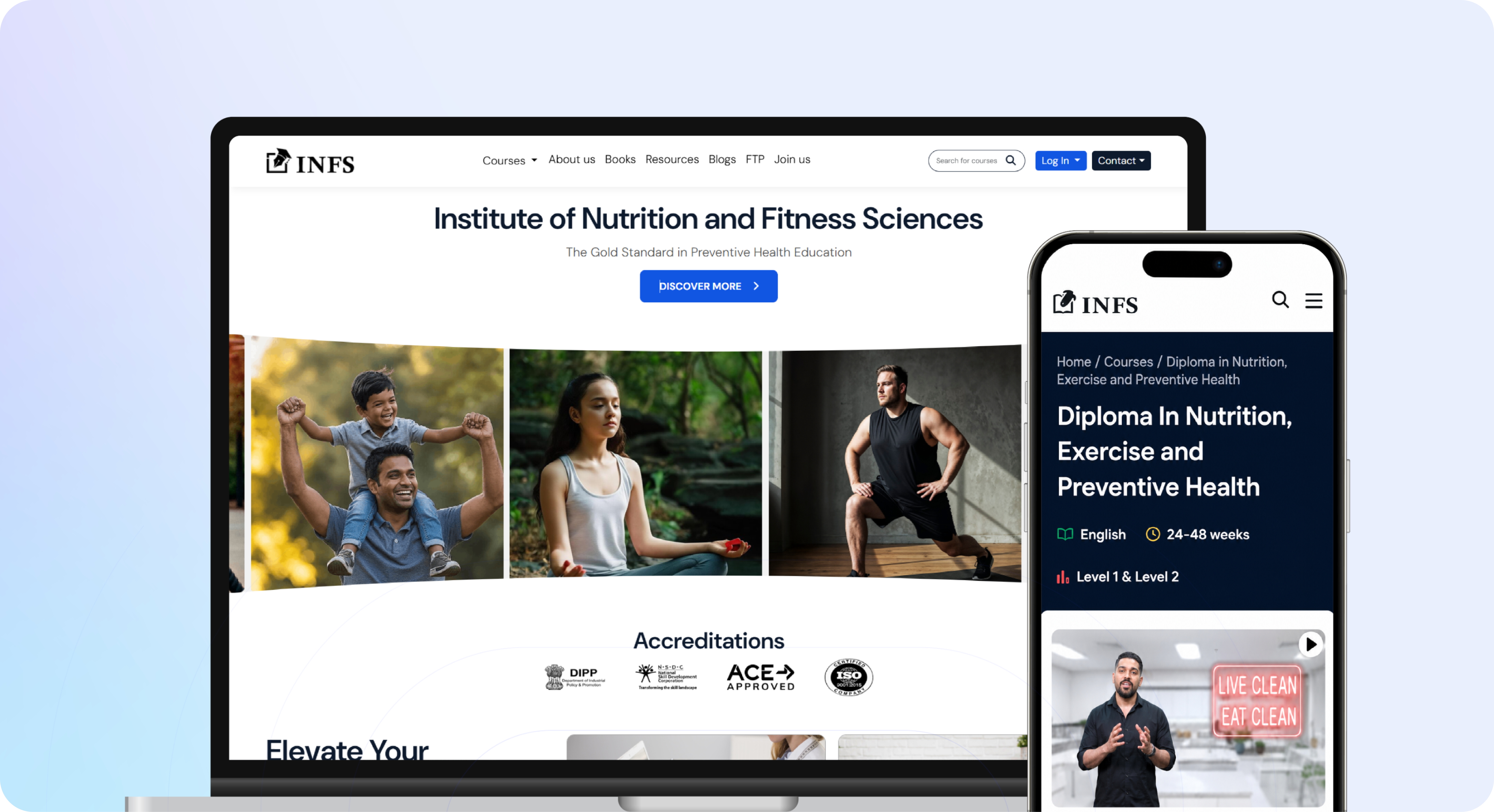 INFS platform — desktop and mobile preview